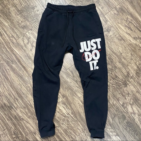 Nike Other - Nike Sportswear Black Fleece Jogger Sweatpants Spell Out JDI And Swoosh Athletic